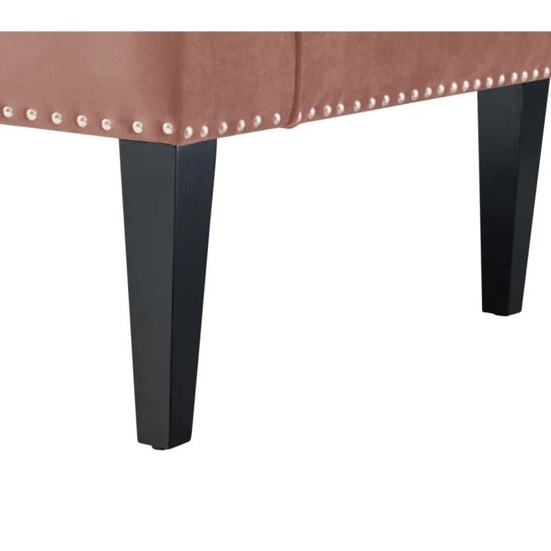 Janessa Velvet Bench - Upholstered with Swoop Arms - Image 3