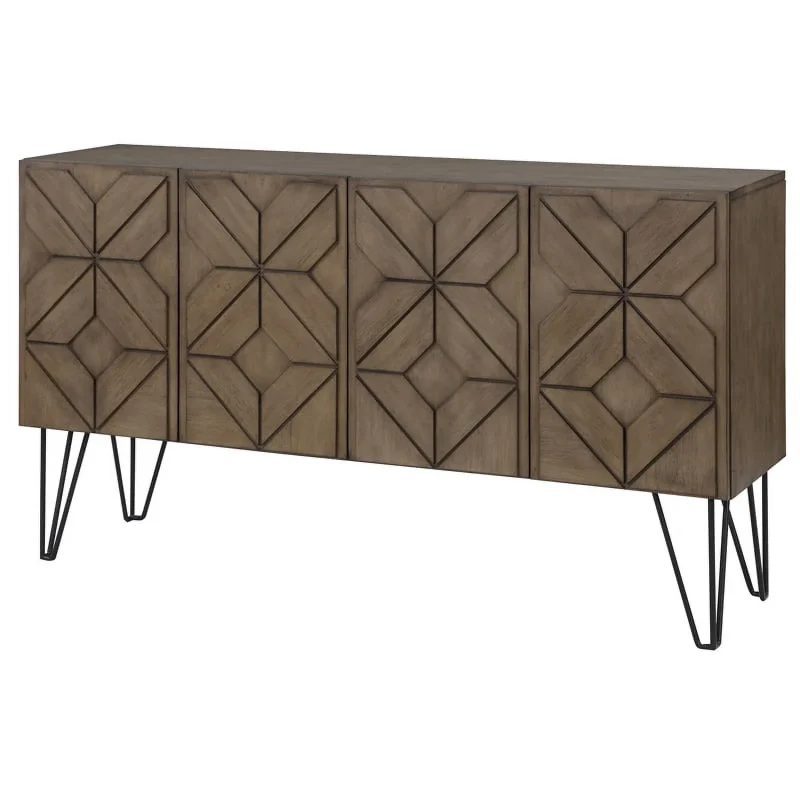 Treasure Trove Jessup Medium Brown Wood Four Door Credenza