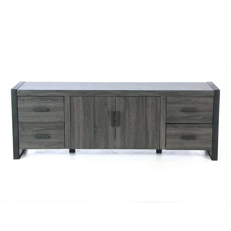 Pemberly Row 70"Modern TV Stand Console in Charcoal Gray