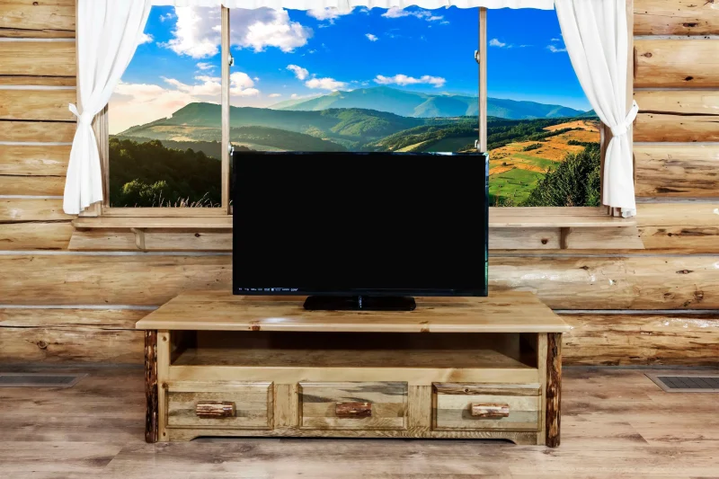 Montana Woodworks Glacier Country Wood Entertainment Center in Brown