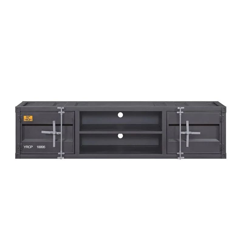 Bowery Hill Contemporary TV Stand with Open Storage in Gunmetal - Image 2
