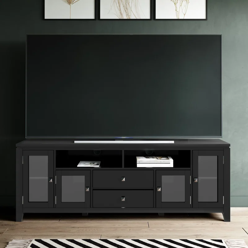 Simpli Home Cosmopolitan Wood TV Media Stand in Black - Image 3
