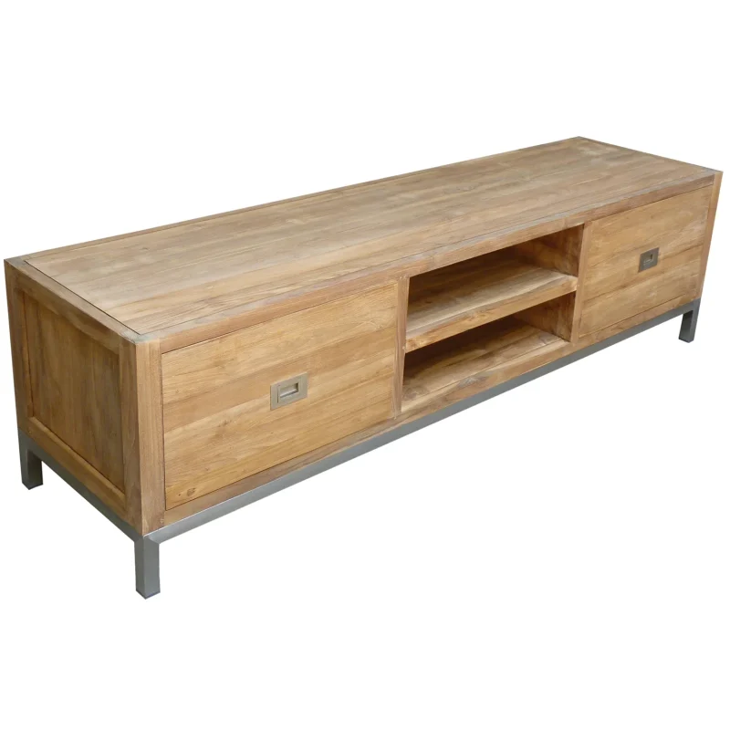 Recycled Teak Wood Stella Media Center with 2 Drawers - Image 5