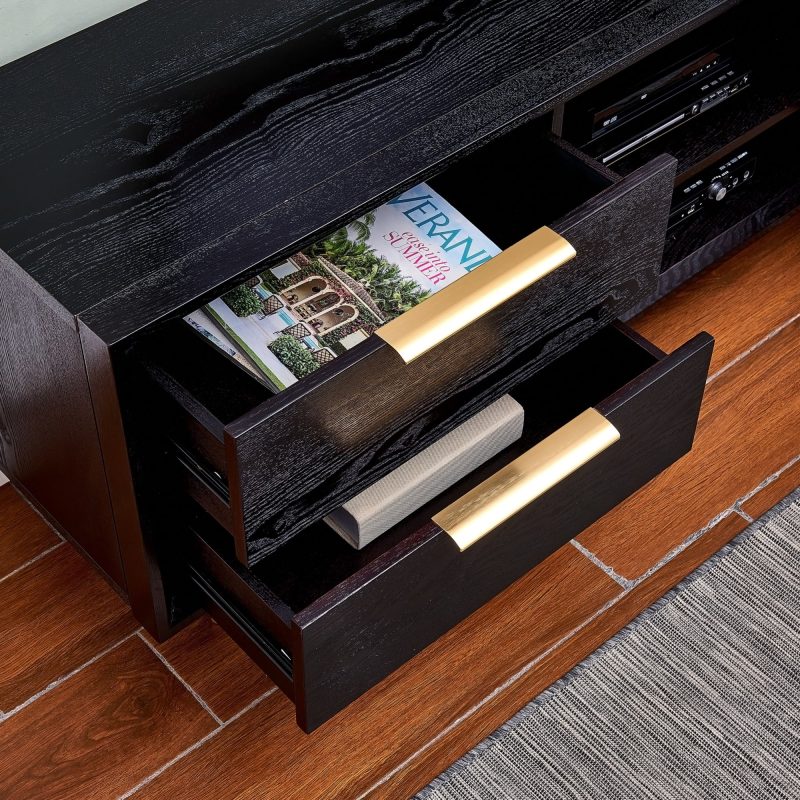 SEI Furniture Malone 63"TV Stand in Ebony - Image 2