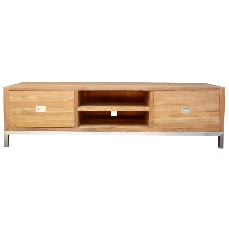Recycled Teak Wood Stella Media Center with 2 Drawers - Image 3