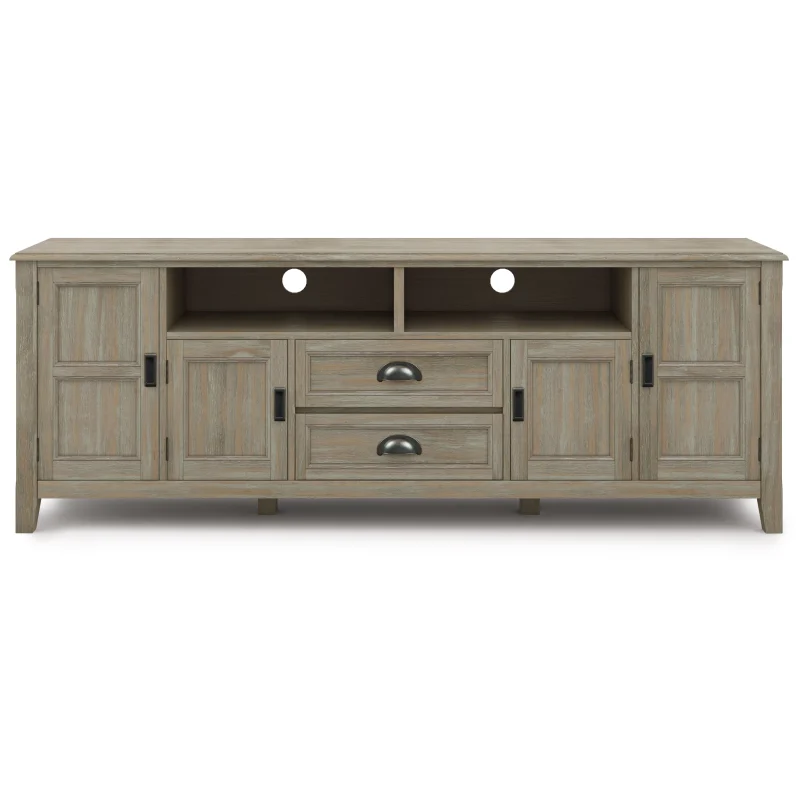 Simpli Home Burlington Wood 72"TV Media Stand in Gray - Image 8