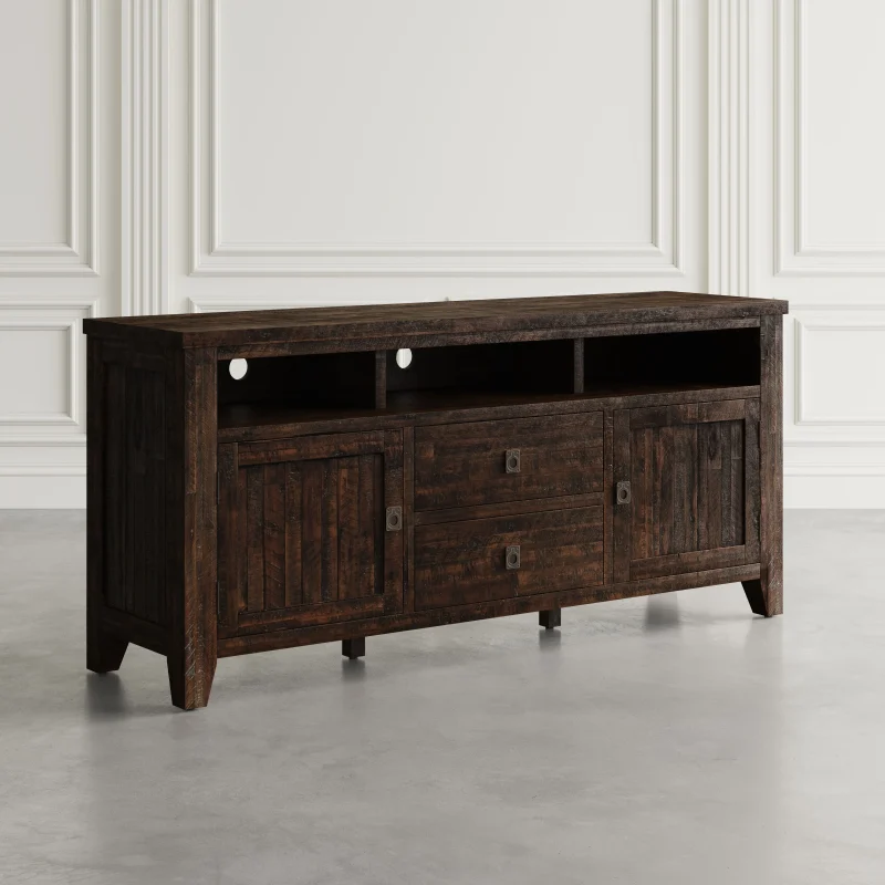 Jofran Kona Grove Distressed Rustic Solid Acacia 70"Media Unit - Image 3