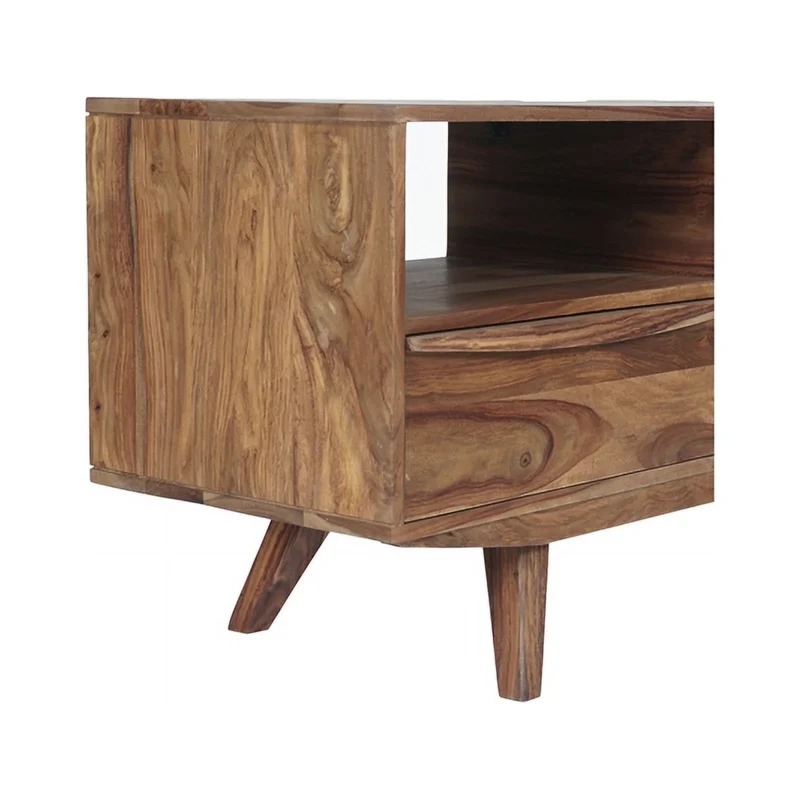 Porter Designs Fusion Solid Sheesham Wood TV Stand - Light Brown - Image 7