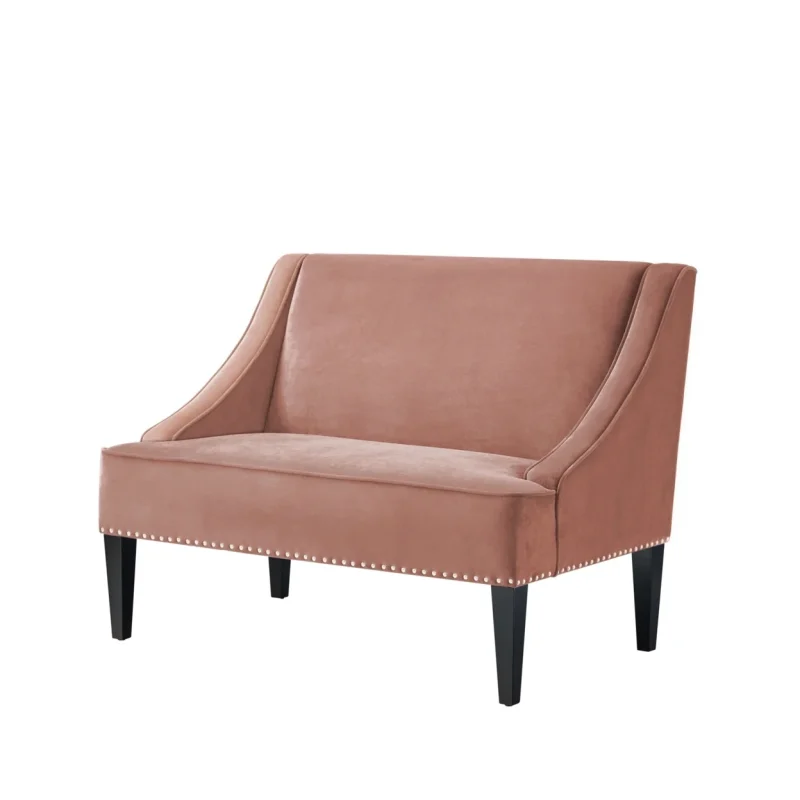 Janessa Velvet Bench - Upholstered with Swoop Arms - Image 9