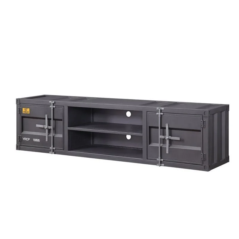 Bowery Hill Contemporary TV Stand with Open Storage in Gunmetal