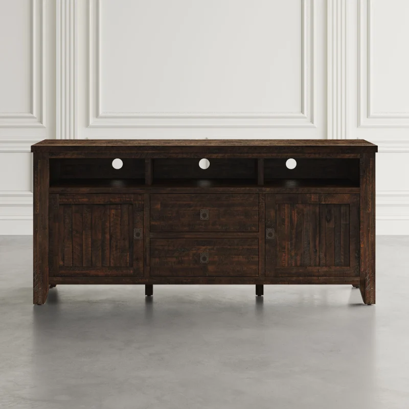 Jofran Kona Grove Distressed Rustic Solid Acacia 70"Media Unit - Image 2