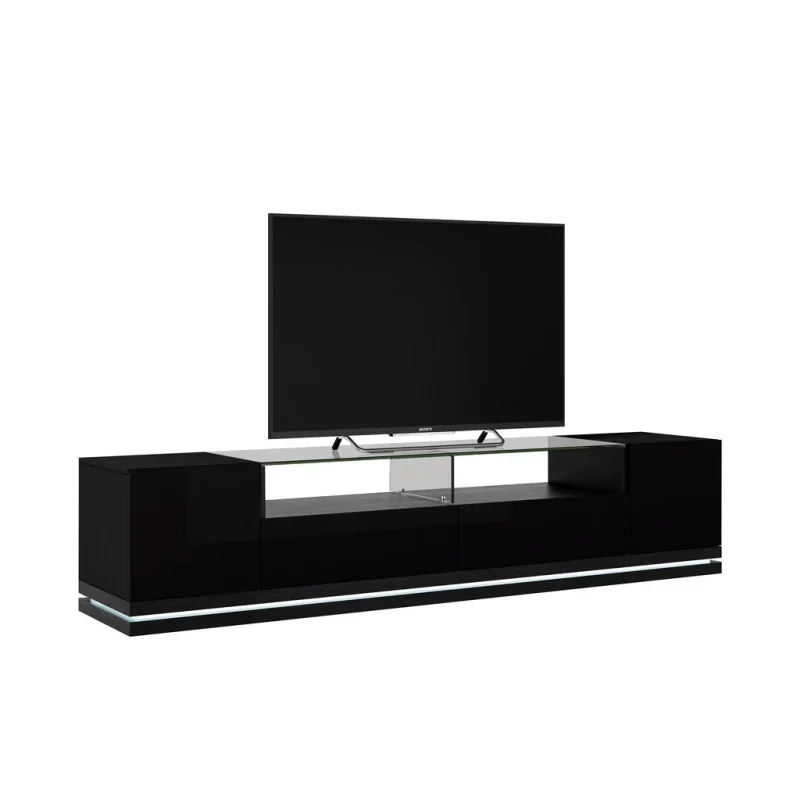 Vanderbilt Wood 85"TV Stand in Matte Black & Gloss - Image 3