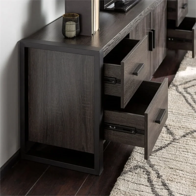 Pemberly Row 70"Modern TV Stand Console in Charcoal Gray - Image 8