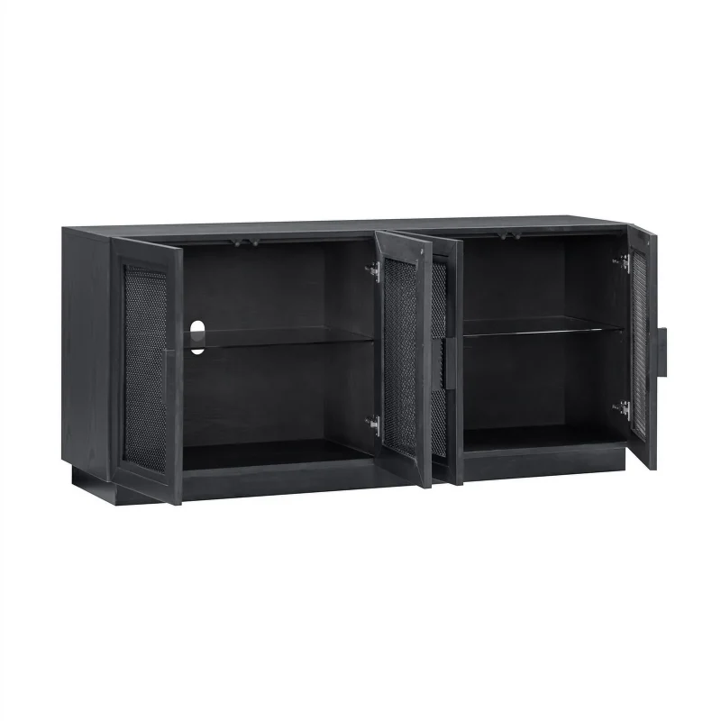 Pemberly Row Modern / Contemporay Wood Media Console in Black - Image 5