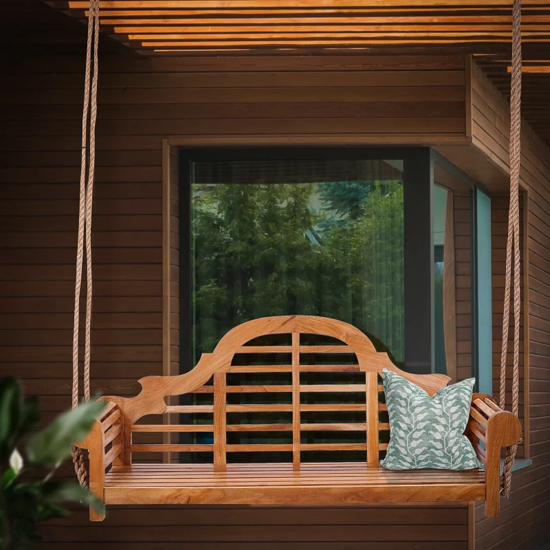 Teak Wood Lutyens Double Outdoor Patio Swing - Image 2