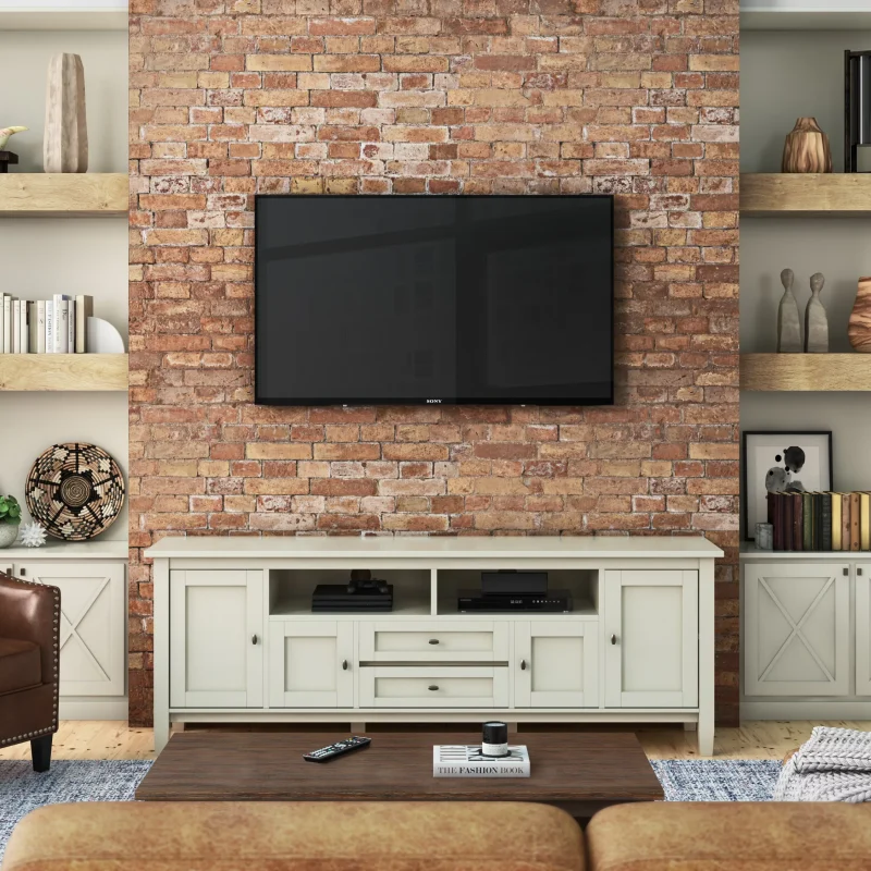 Simpli Home Warm Shaker TV Media Stand in Antique White - Image 3