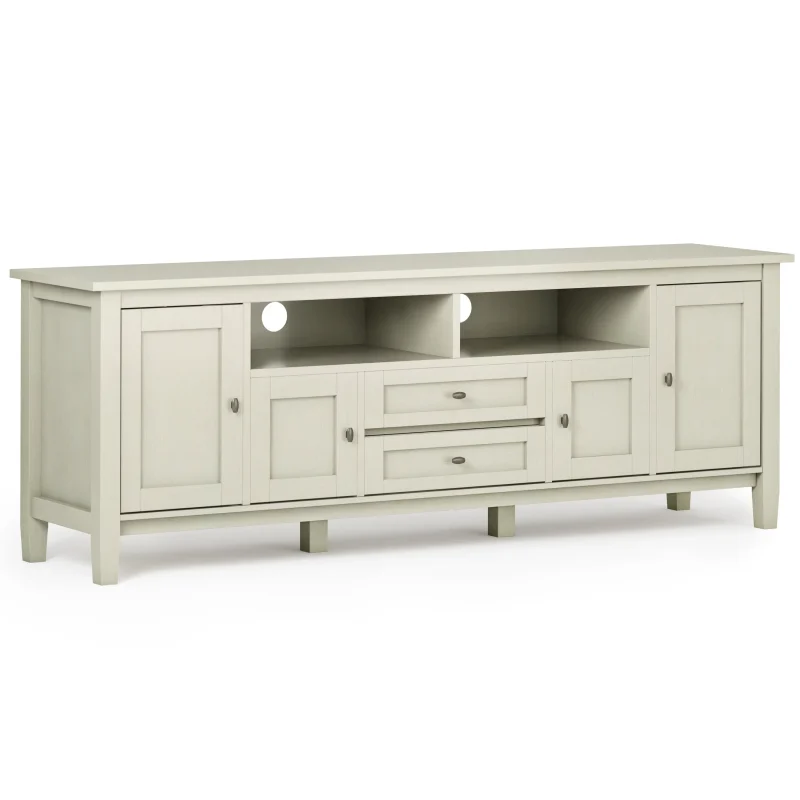 Simpli Home Warm Shaker TV Media Stand in Antique White