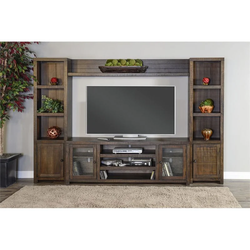 Pemberly Row Transitional 112"Wood Entertainment Wall in Tobacco Leaf - Image 7
