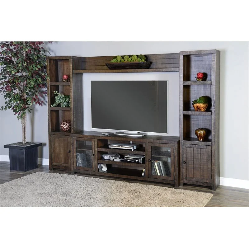 Pemberly Row Transitional 112"Wood Entertainment Wall in Tobacco Leaf - Image 2