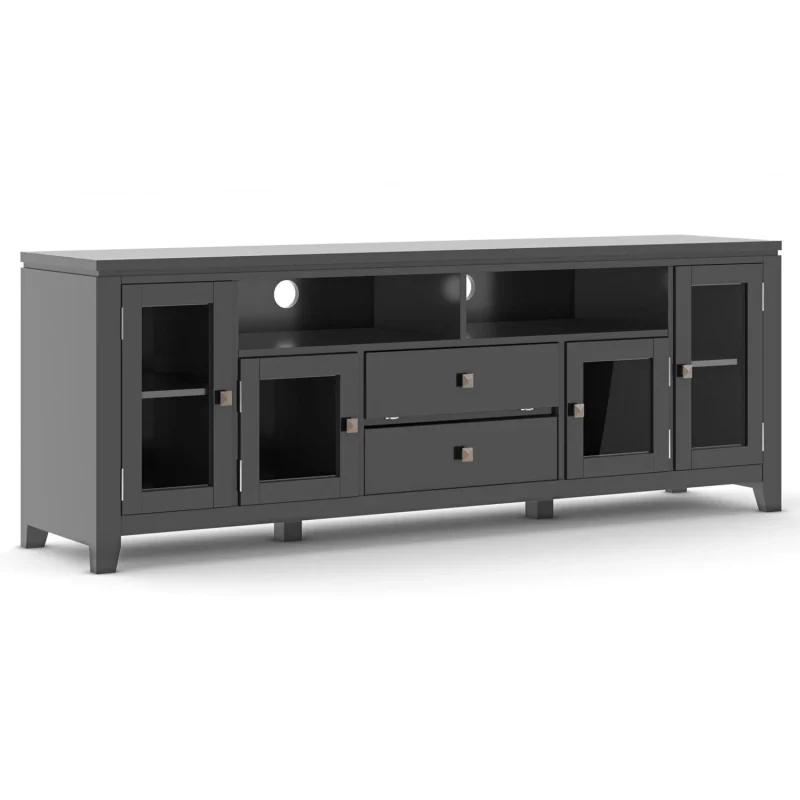 Simpli Home Cosmopolitan Wood TV Media Stand in Black