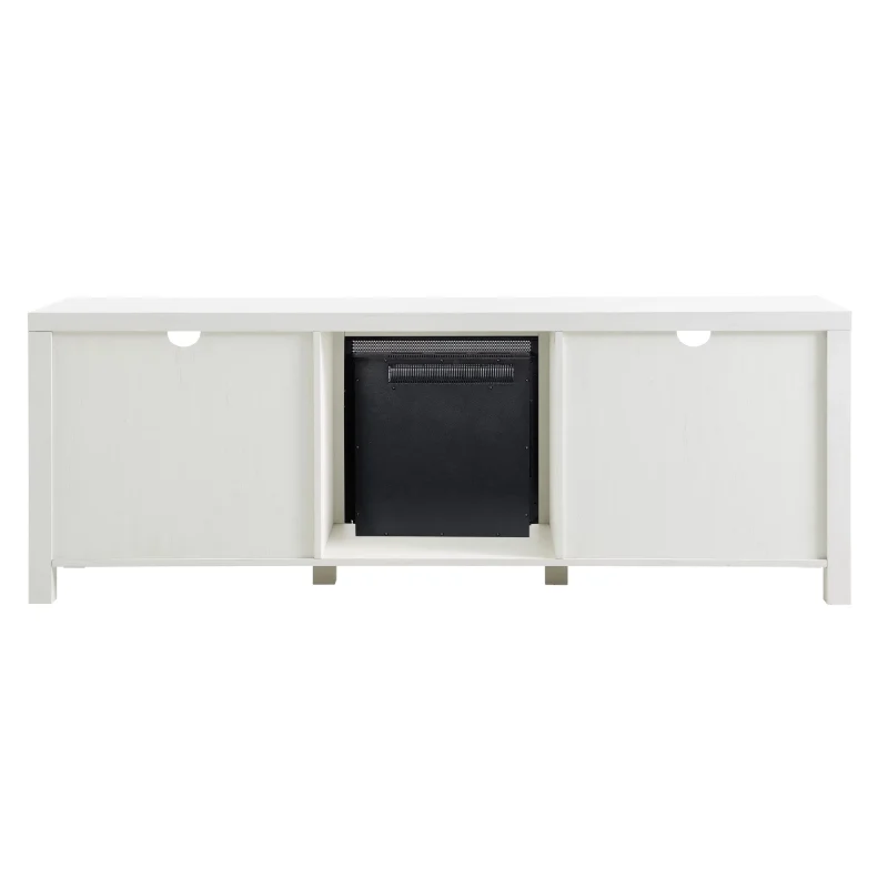 Walker Edison Farmhouse Drop-Door Fireplace TV Stand, White - Image 7