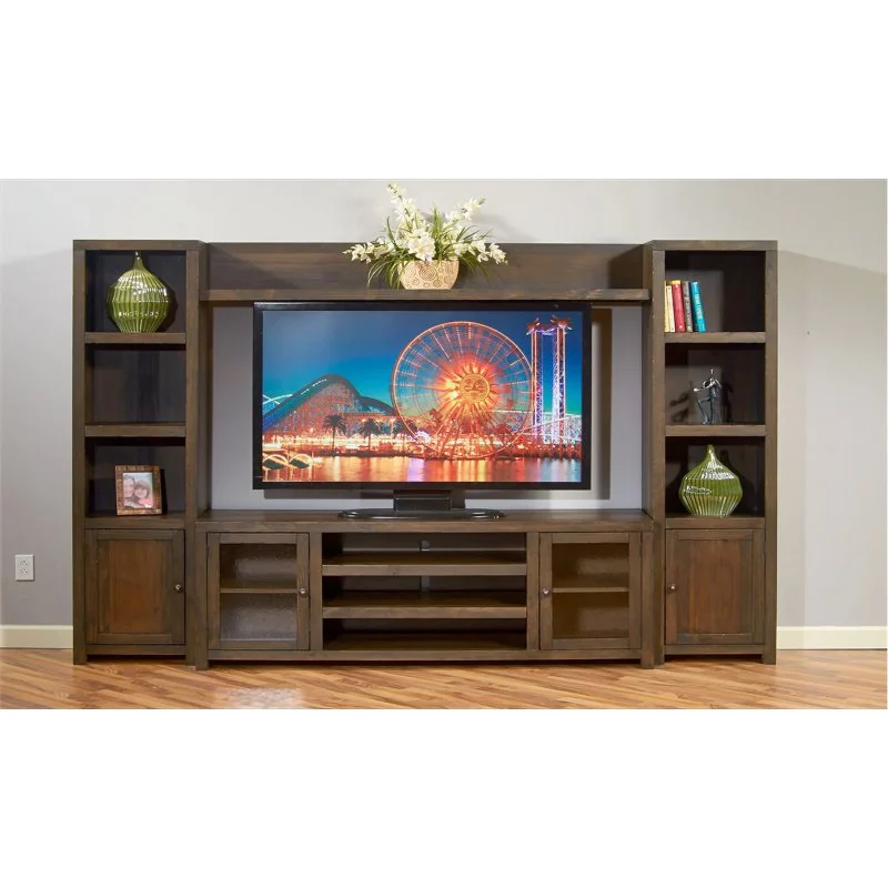 Pemberly Row Transitional 112"Wood Entertainment Wall in Tobacco Leaf - Image 3