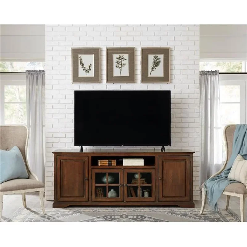 Progressive Furniture  82 in. Home Entertainment Console, Auburn Cherry