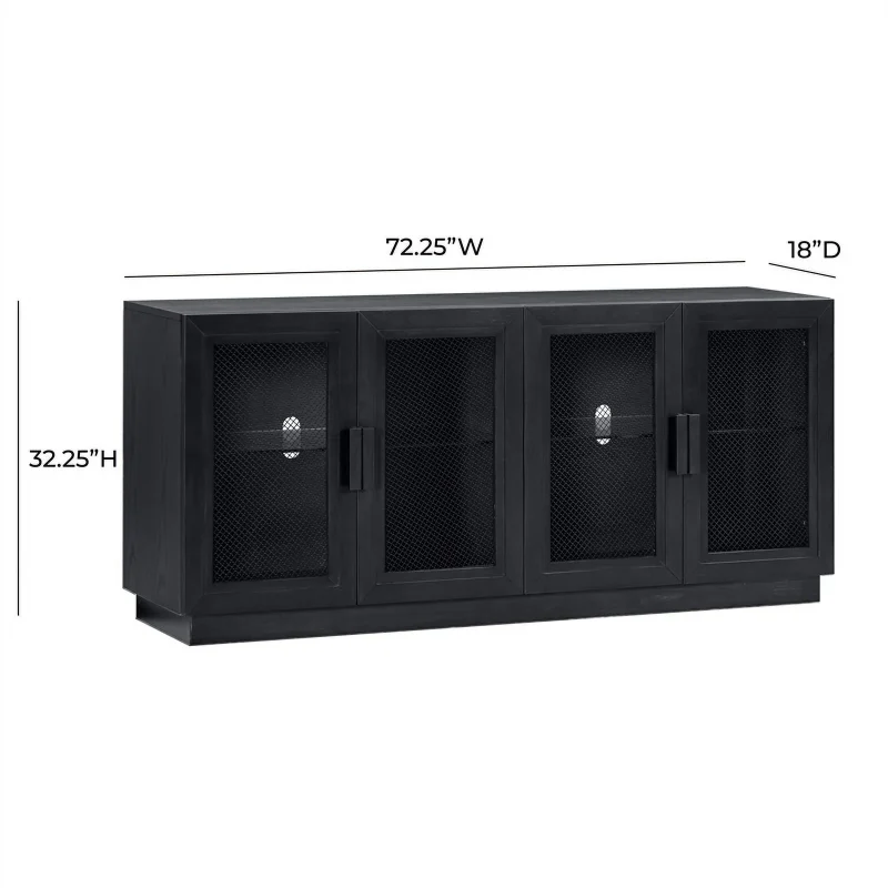 Pemberly Row Modern / Contemporay Wood Media Console in Black - Image 2