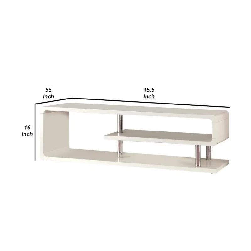 Ninove II Contemporary Style Tv Console  White - Saltoro Sherpi - Image 5