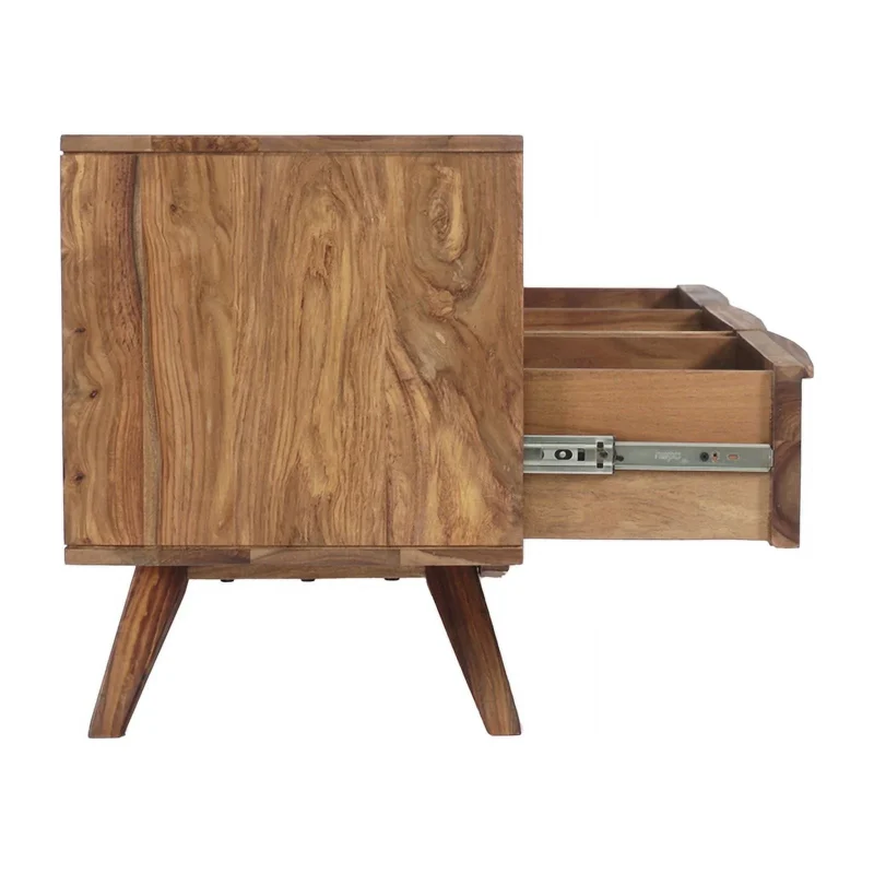 Porter Designs Fusion Solid Sheesham Wood TV Stand - Light Brown - Image 5