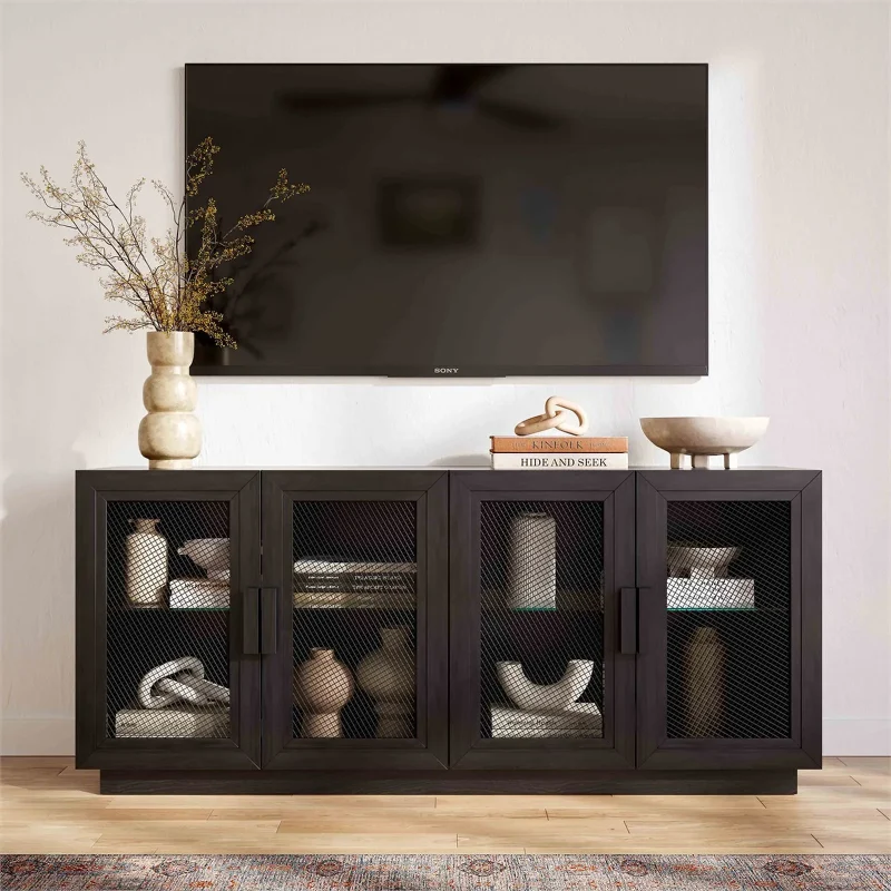 Pemberly Row Modern / Contemporay Wood Media Console in Black - Image 3