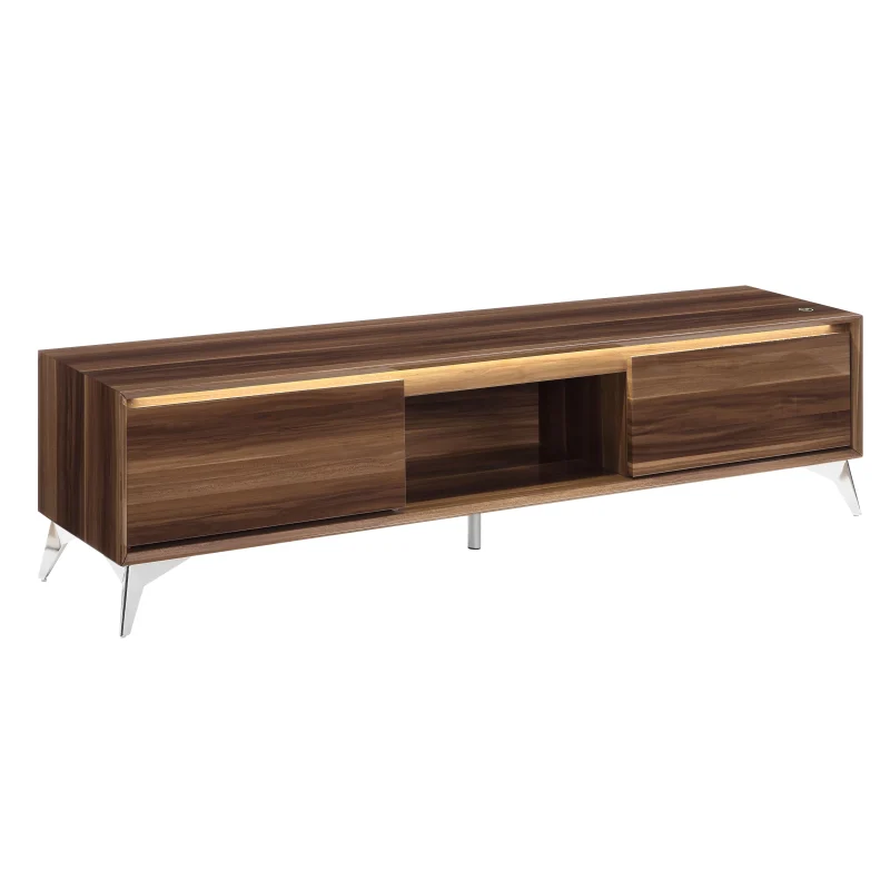 CoSoTower TV Stand, Led, Walnut & Chrome Finish - Image 3