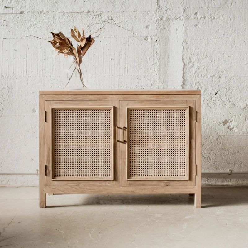 Serana TV Stand - Ivory White & Teak Brown