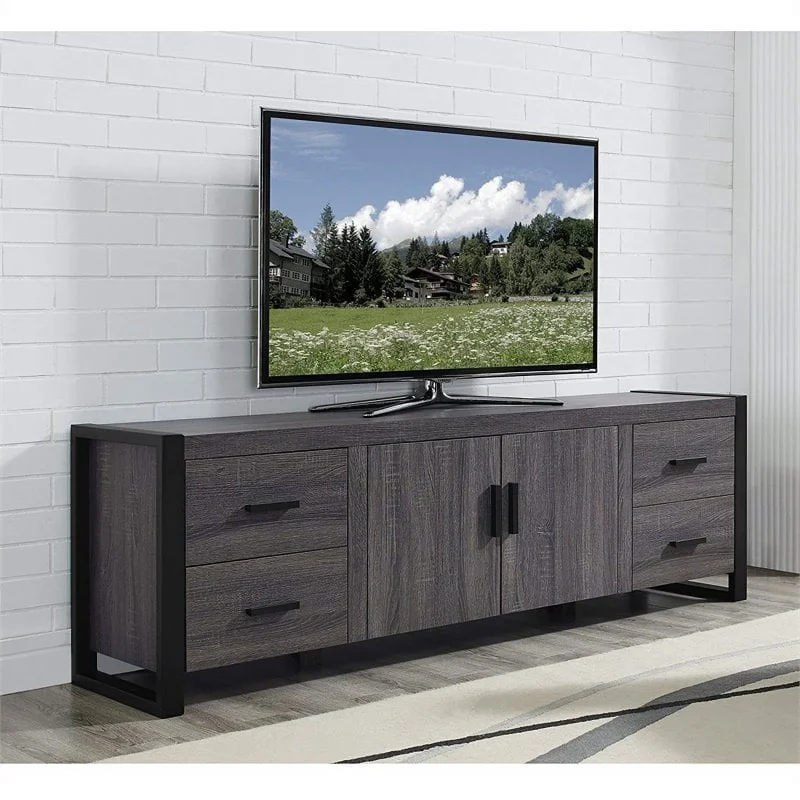 Pemberly Row 70"Modern TV Stand Console in Charcoal Gray - Image 3