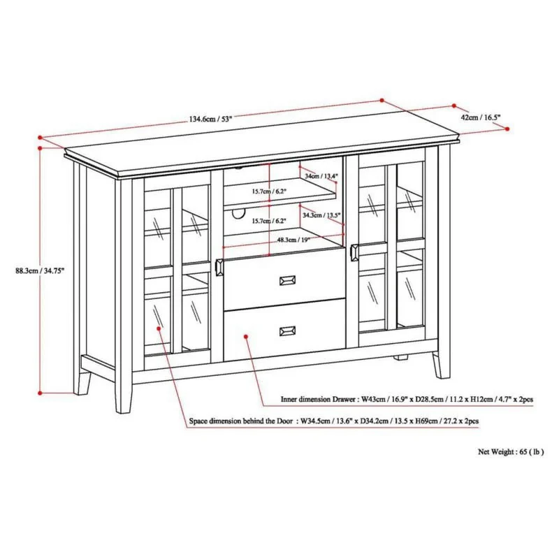 Pemberly Row 53"Tall TV Stand in Natural Aged Brown - Image 5