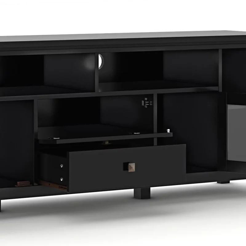 Simpli Home Cosmopolitan Wood TV Media Stand in Black - Image 8
