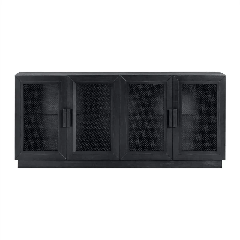 Pemberly Row Modern / Contemporay Wood Media Console in Black - Image 4