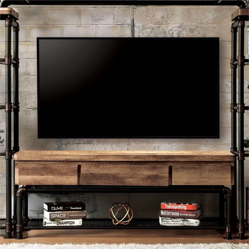 Bowery Hill Industrial 60"TV Stand in Antique Black - Image 4