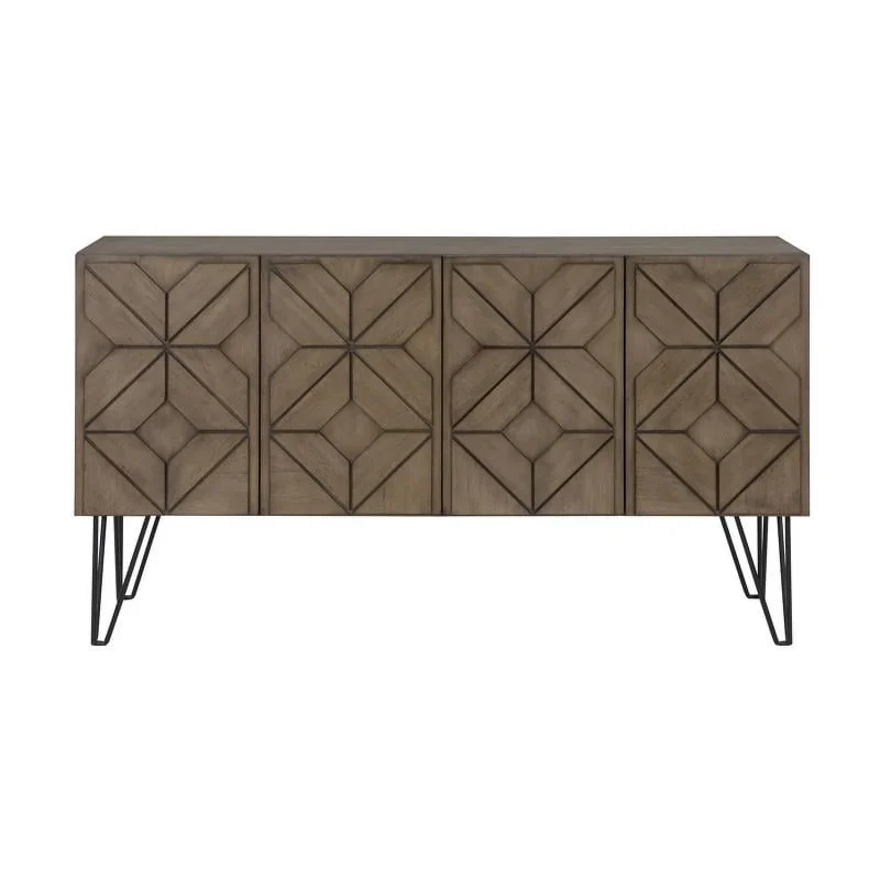 Treasure Trove Jessup Medium Brown Wood Four Door Credenza - Image 2