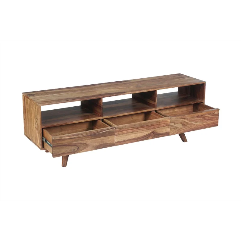 Porter Designs Fusion Solid Sheesham Wood TV Stand - Light Brown - Image 6
