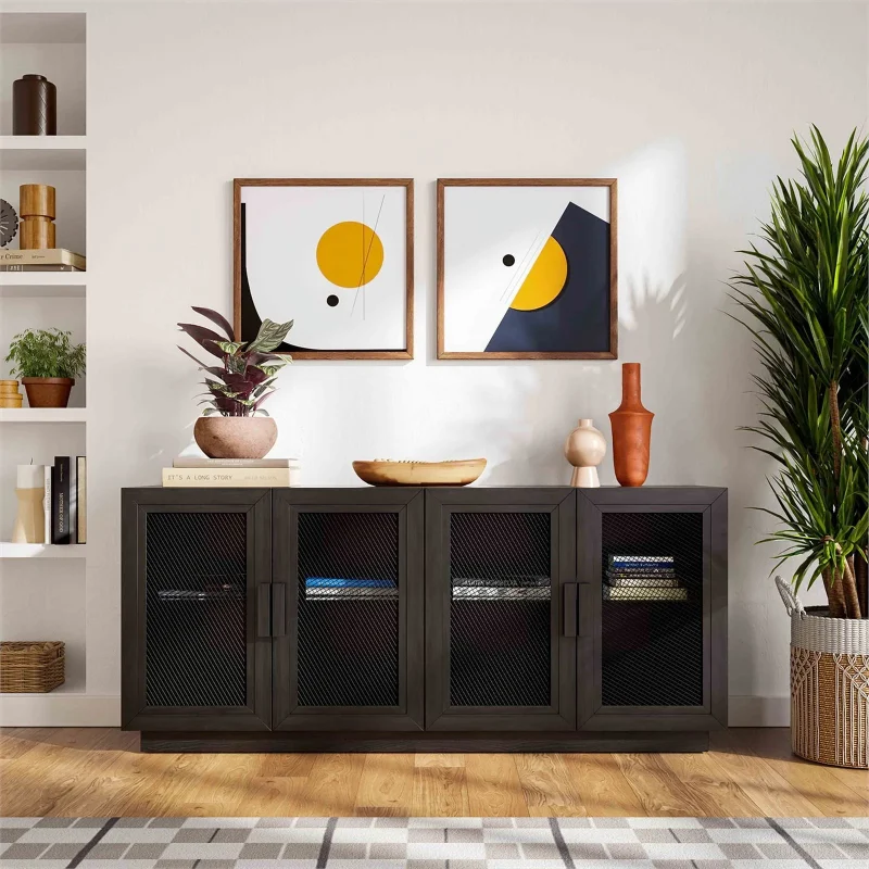 Pemberly Row Modern / Contemporay Wood Media Console in Black - Image 10