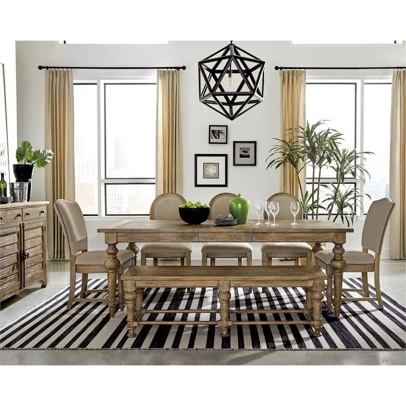 Riverside Furniture Sonora Wood Dining Bench in Snowy Desert Brown - Image 3