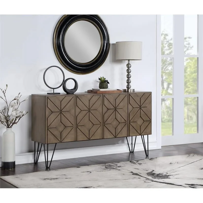 Treasure Trove Jessup Medium Brown Wood Four Door Credenza - Image 4