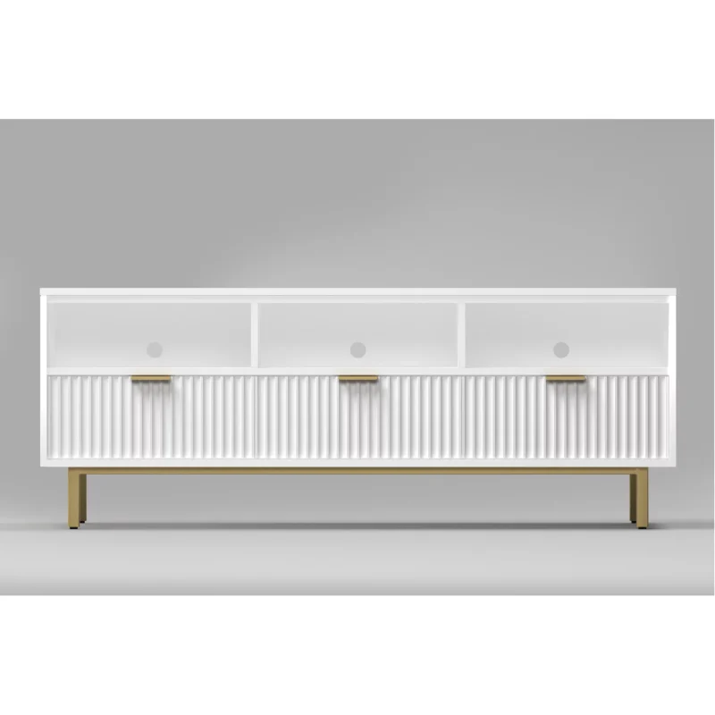 Origins by Alpine Casey 3 Drawer TV Console in White - Image 2