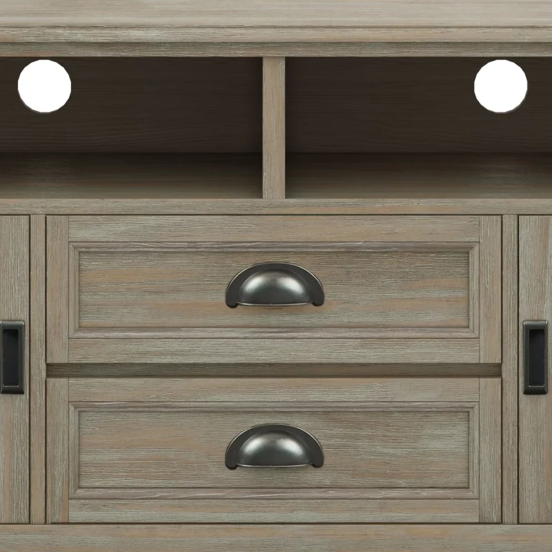 Simpli Home Burlington Wood 72"TV Media Stand in Gray - Image 5