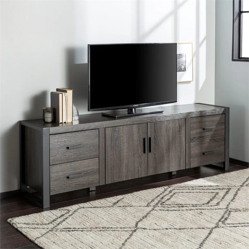 Pemberly Row 70"Modern TV Stand Console in Charcoal Gray - Image 10