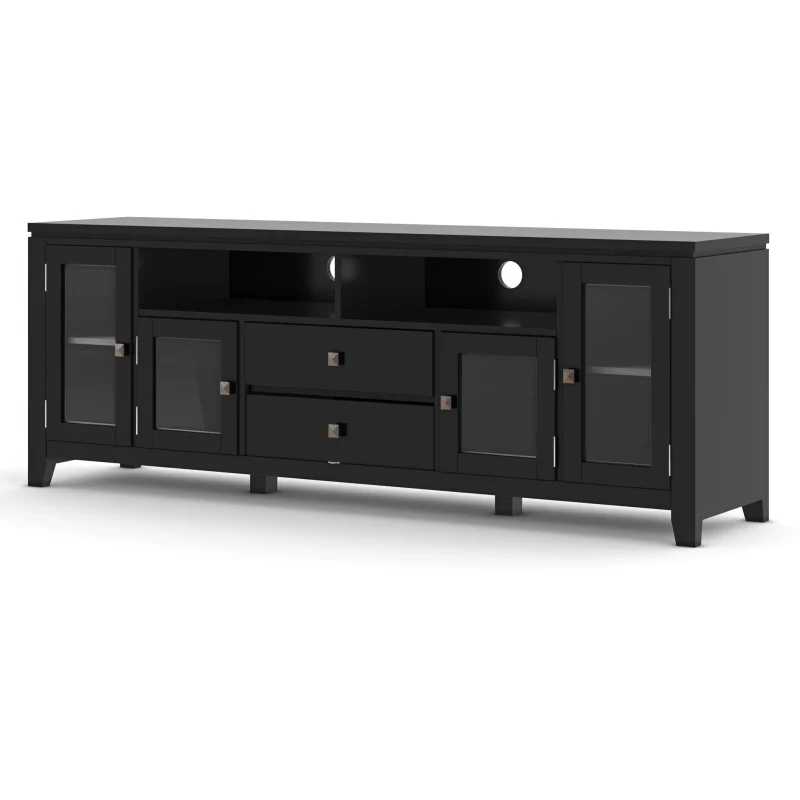 Simpli Home Cosmopolitan Wood TV Media Stand in Black - Image 4