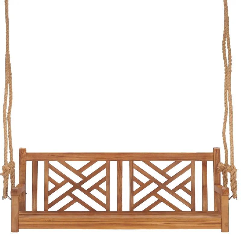 Teak Wood Chippendale Double Outdoor Patio Swing - Image 3