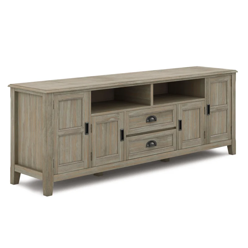 Simpli Home Burlington Wood 72"TV Media Stand in Gray