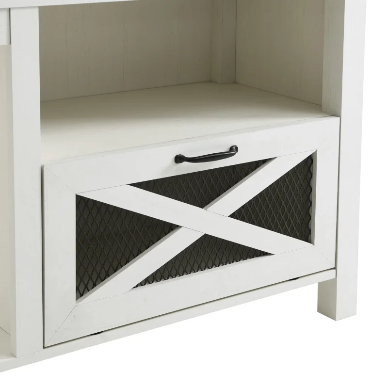 Walker Edison Farmhouse Drop-Door Fireplace TV Stand, White - Image 8